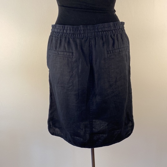 LORD and Taylor linen skirt navy blue slits scalloped hem pockets size small - Picture 5 of 14